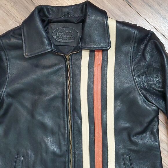 Geek Squad Ladies Leather Embroidered Jacket - Picture 3 of 11